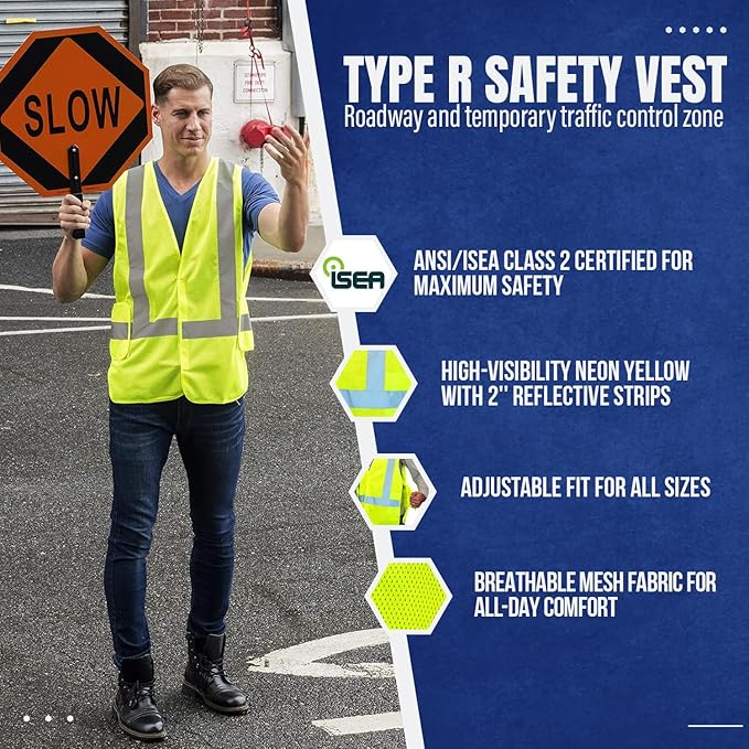 NYOrtho High Reflective Vest - Construction Vest - Universal Fit - ANSI/ISEA Class 2 - Sweat-Free With Reflective Material