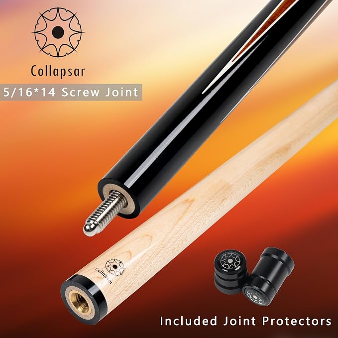 Collapsar CA Pool Stick with 1X1 Hard Case,58" Maple Professional Billiard Cue Stick,19-21 oz Pool Cue Set