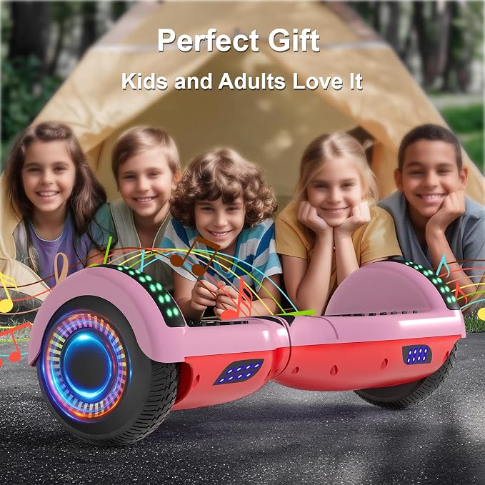 Kids Scooter with Bluetooth Speaker & Corlorful LED Lights, Dual 250W Motor 7.5 Mph Speed, Gifts for All Ages