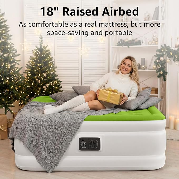YENING Queen Size Air Mattress with Built in Pump Raised Inflatable Bed Heavy Duty Blow up Matressith Airbed 18 Inch Tall