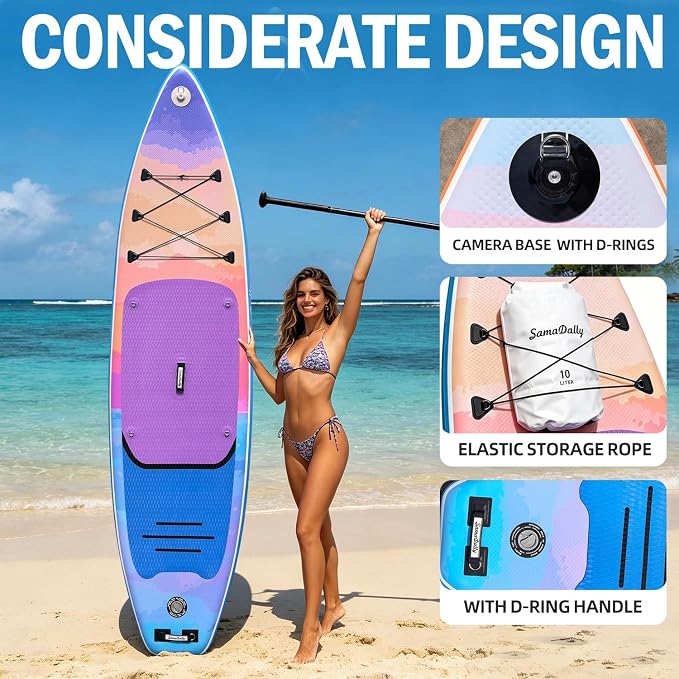Inflatable Stand Up Paddle Board - Ultra Stable Wide Paddle Boards of All Skill Levels, Full-Color Gradient Design, Anti-Slip EVA Deck with Premium Accessories