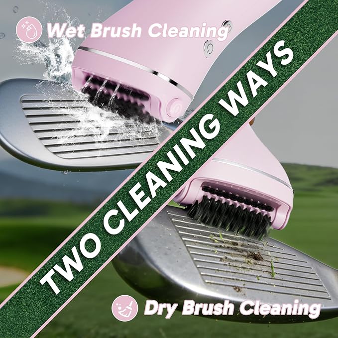 KELOB Electric Golf Club Cleaner Brush – 360° Auto-Rotating, 100ml Water Tank, 2000mAh Type-C Rechargeable, 2-Speed & 2 Brush Heads – High-Pressure Spray for Grooves, Ideal Golf Gift