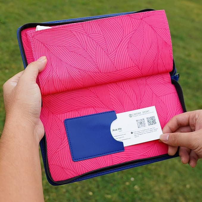 2thpart Golf Gloves Holder Case, Zipper Premium Glove Caddie, Organizer for Golf Gloves Synthetic Leather Blue