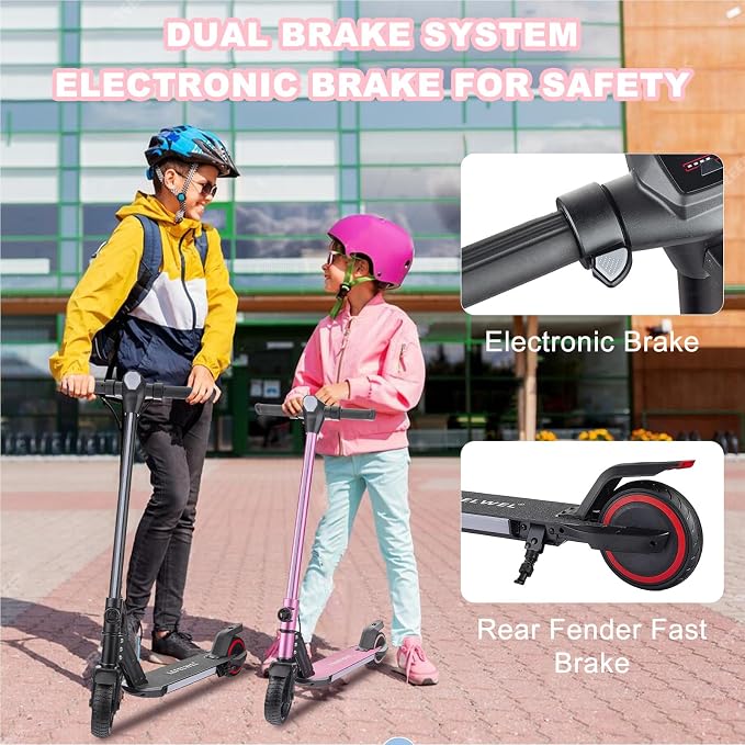 Electric Scooter for Kids Ages 6-12, 150W Motor, 4/7/11 Mph, 60 mins Ride Time, Adjustable Speed, LED Display, Colorful Lights, Electronic Brake, Foldable Kids Electric Scooter,UL2272 Certified(Black)
