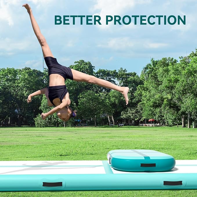 Inflatable Air Gymnastics Tumbling Mat 6ft 10ft 13ft 16ft 20ft, Air Tumble Track Mat 4/8 inches Thickness with Electric Air Pump for Home Use Training Cheerleading Yoga Water Beach Park