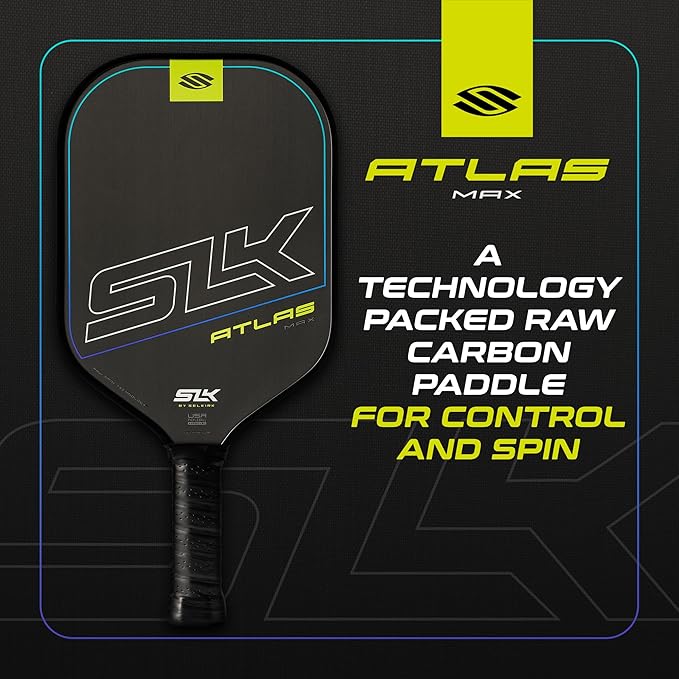 Selkirk Sport Atlas Raw Carbon Fiber Pickleball Paddles | Midweight Pickleball Paddle with Polymer Honeycomb Core | USAPA Approved Carbon Fiber Face for Spin and Control