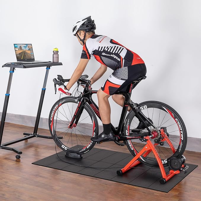 CXWXC Exercise Bike Mat 29.5” x 63” - Bike Trainer Floor Mat for Indoor Riding - Heavy Duty Fitness Equipment Mat for Treadmill Spin, Peloton, Stationary, Exercise Bike