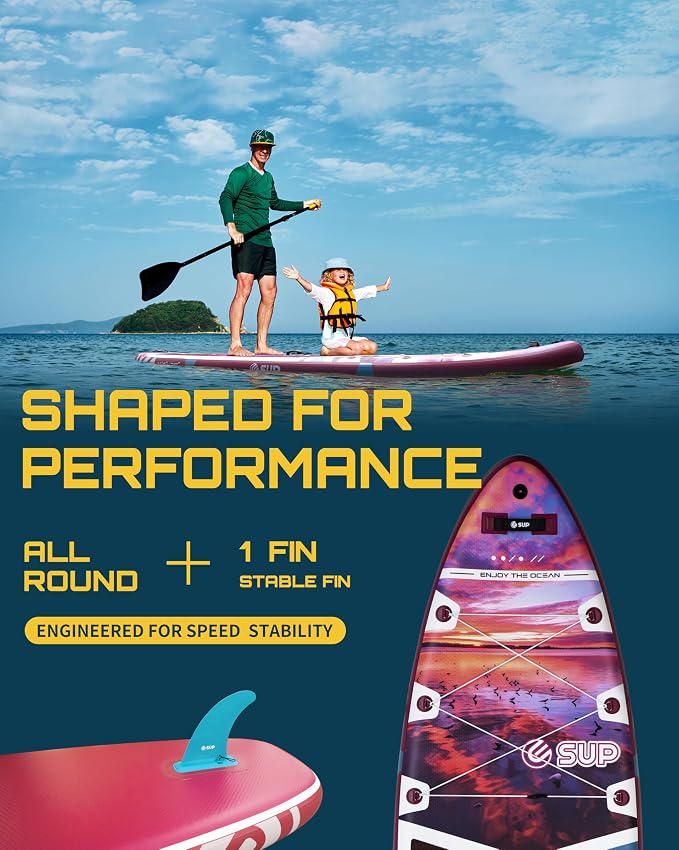 ESUP Extra Wide Inflatable Paddle Board 11’6" ×34/35" ，Super Stable Stand Up Paddleboards for 2 Person/Family/Large Size, Inflatable SUP with Paddle, Pump & Shoulder Strap