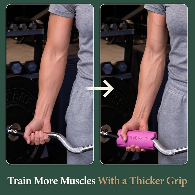 Tribus Thick Grips for Dumbbells & Barbells (2.05" & 2.44”) — Thick Grips for Dumbbells Bars & Fitness Equipment — For Grip Strength & Arm Training, Non-Slip Heavy Duty Rubber