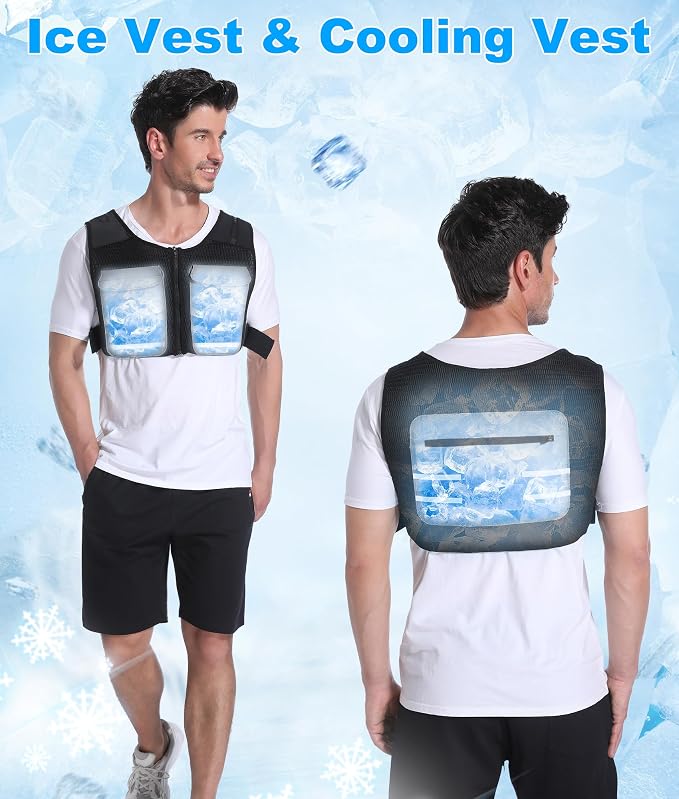 Cooling Vest for Men & Women - Ice Vest with 15pcs Ice Packs Short Cooling Jacket for Hot Weather Summer Work Sports, Adjustable & Reflective