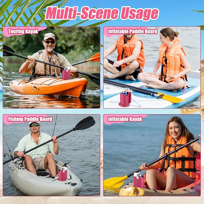 2 Pcs Paddleboard Cup Holder 2-in-1 Paddle Board and Kayak Drink and Phone Holder Paddle Board Accessories for Surfboards, Canoes, Sups, Kayaks, Boats (Rose Red)