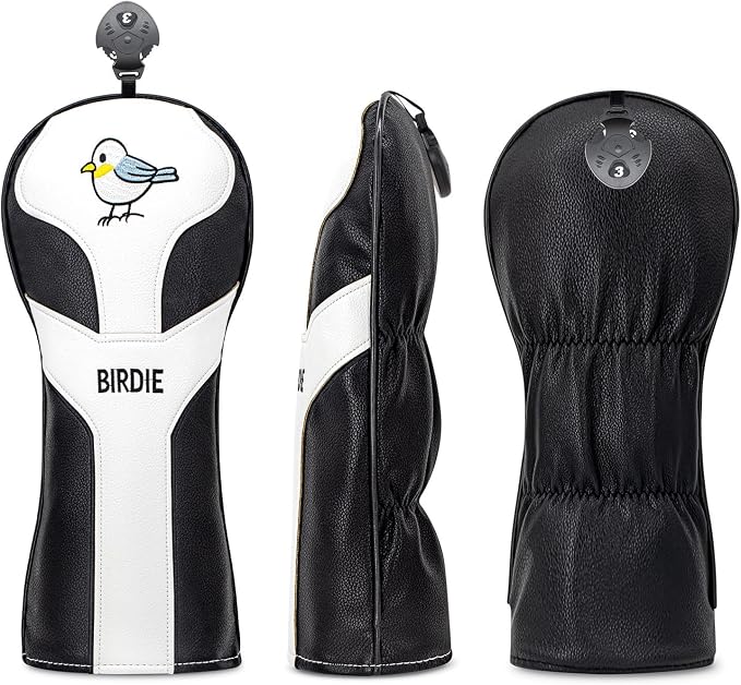 Vesperlux Birdie Golf Headcover Driver Wood Hybrid | Waterproof, Anti-Slip, 3-Pack, Universal Fit, Alignment Stick Cover, Durable, Adjustable Number Dial, Funny Unisex Golf Gift