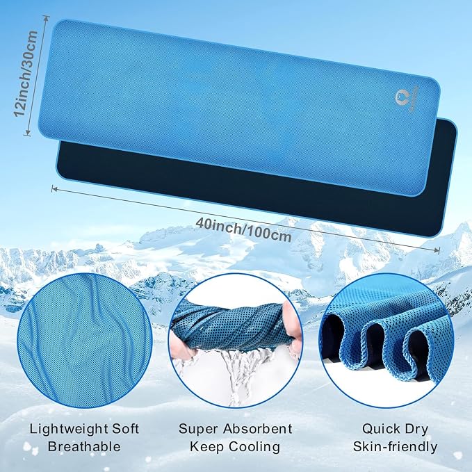 Sukeen Cooling Towel 20 Pack (40"x12") Ice Towel,Bulk Breathable Chilly Twoles,Microfiber Towel for Neck Face for Yoga,Sport,Running,Gym,Workout,Camping,Fitness,Travel & More Activities, Sky Blue