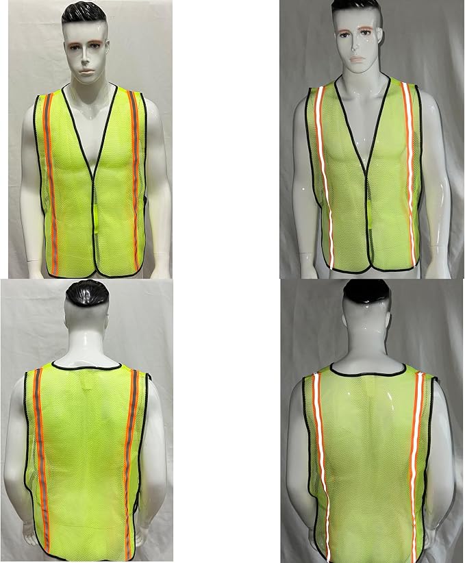Dazonity High Visibility Reflective Safety Vest, 1pc,Durable Mesh,High Visibility Reflective Strips, Fit for Men & Women, Work, Construction,Cycling, Surveyor,