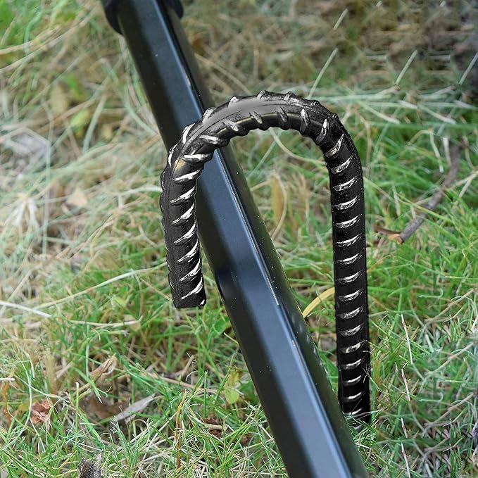 16 Inch J Hook Rebar Stakes 40 Pack, Heavy Duty 5/16 Inch Diameter Black E-Coated Steel Wind Resistant Ground Anchors for Trampoline, Bounce House, Dog Kennel, Chain Link Fence & Gazebo