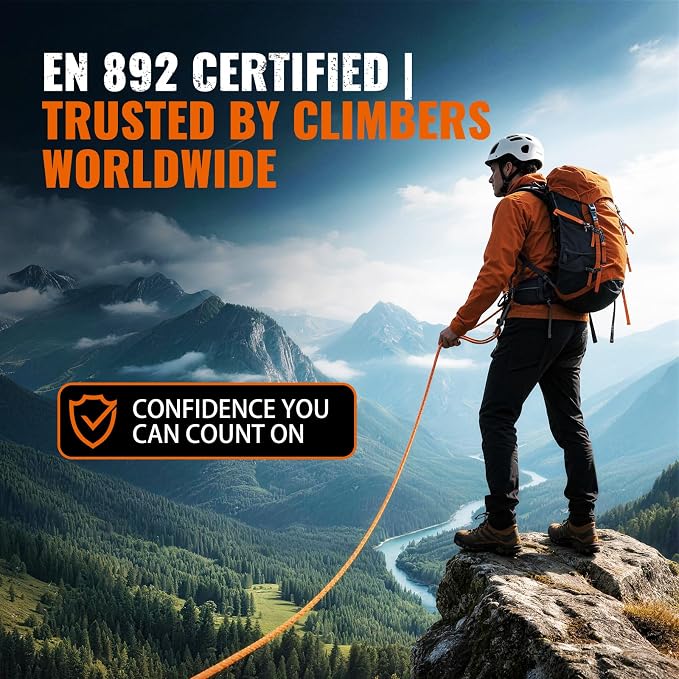 1/2Inch Arborist Rope 150Ft - 9000lbs Heavy Duty Nylon Rope Rappelling Rope, Double Braided Arborist Bull Rope for Tree Work, Hiking, Rigging, Pulling, Swing, Caving, Sailing - Orange