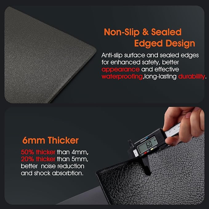 57" x 25" 6MM Thick Tailor-Made Walking Pad Mat for Carpet Hardwood Floors, Thick Foldable Treadmill Mat Carpet,Waterproof,Ordorless,No Slip,Noise Reduce,Shocking Absorbing,Rubber Foam Matt Equipment Floor Protector
