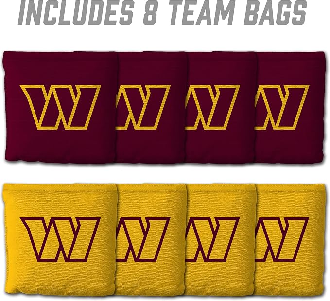 YouTheFan Officially-licensed NFL Set of 8 Cornhole Bags - All Weather Dual Sided Slide & Stop - regulation size