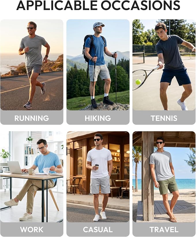 BALENNZ Workout Shirts for Men, Moisture Wicking Quick Dry Active Athletic Men's Gym Performance T Shirts