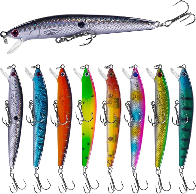 Fishing Lures Kit Crankbait Minnow Hard Bait Set Deep Diving Jerkbait Swimbait Popper Pencil Walleye Lures Artificial Fishing Bait for Bass Trout Redfish Saltwater Freshwater Fishing Lure