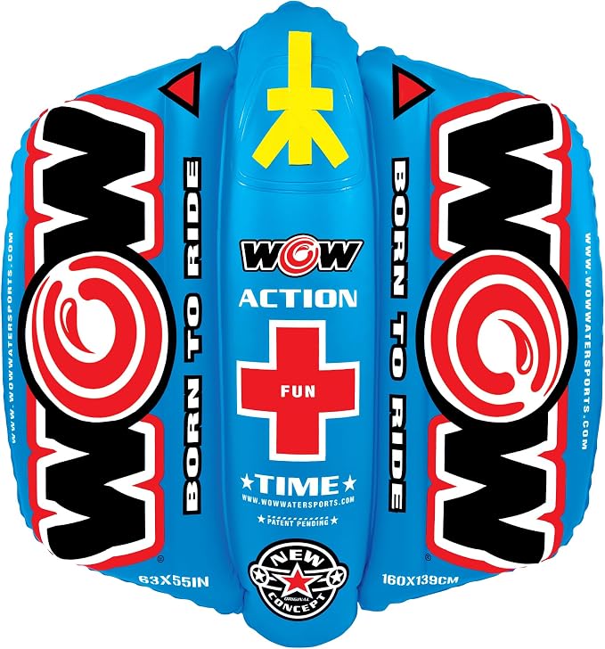 Wow Sports Zig Zag Towable Inflatable Tube for Boating - 1 to 2 Person Towable - Steerable Tubes for Boating