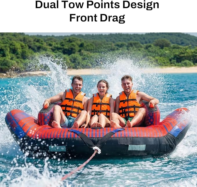 PEAKFLOW Towable Tube,Boat Tube,1-3 Person,Tubes for Boating,PVC Liner and Full Nylon Cover,Lake & Ocean Fun