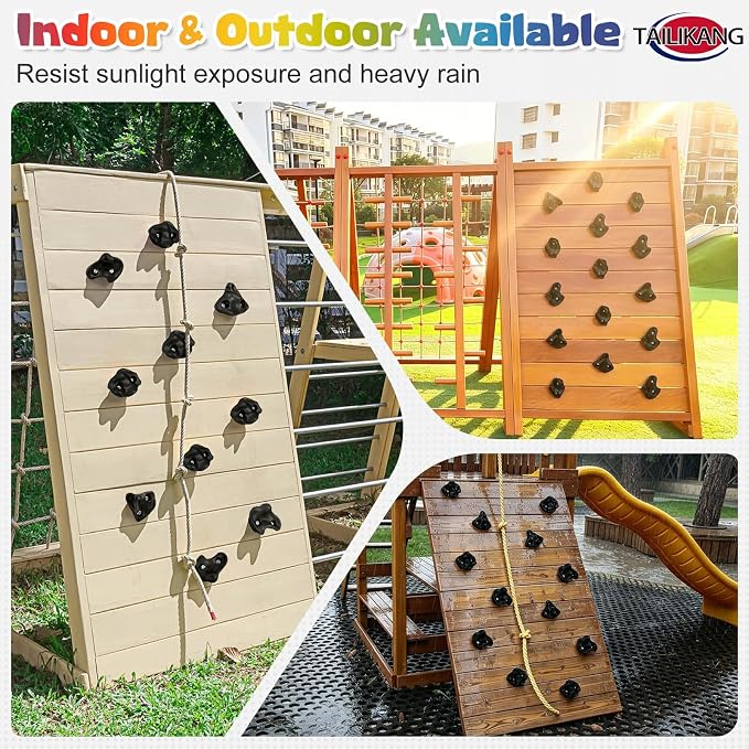 Rock Climbing Holds, 20 Pack Large Climbing Wall Grips, Indoor Outdoor Climbing Accessories with Hardware for Climbing Frames, Tree Houses, Playroom and Adult Obstacle Courses, Black 3-Shapes
