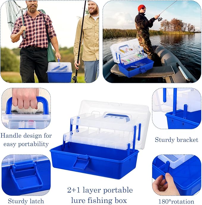 Seenelling 466 Pcs Fishing Tool Kit with 3 Complete Fishing Tackle Box with Tackle Included, Lures Hooks Sinkers Hook Remover Tool Accessories Pliers Gear and Equipment Gifts for Bass Trout Salmon