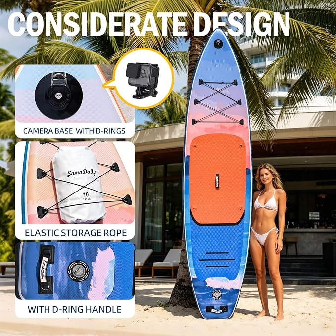 Inflatable Stand Up Paddle Board - Ultra Stable Wide Paddle Boards of All Skill Levels, Full-Color Gradient Design, Anti-Slip EVA Deck with Premium Accessories