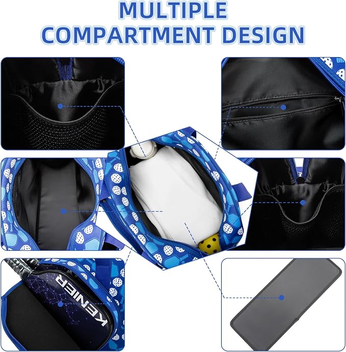 ROYALFAIR Pickleball Bag, Pickleball Tote Bag Large Capacity Adjustable Shoulder Strap for Pickleball Paddle Shoulder Bag, Made of neoprene, Has insulation and waterproof function ﻿