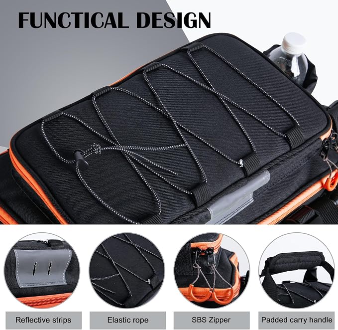 Goture Fishing Tackle Bag with 4PCS 3600 Tackle Boxes | 600D Water-Resistant, Rod Straps, Detachable Bottle Pouch,Waterproof Bottom, Freshwater & Saltwater Gear Storage Fishing Bag