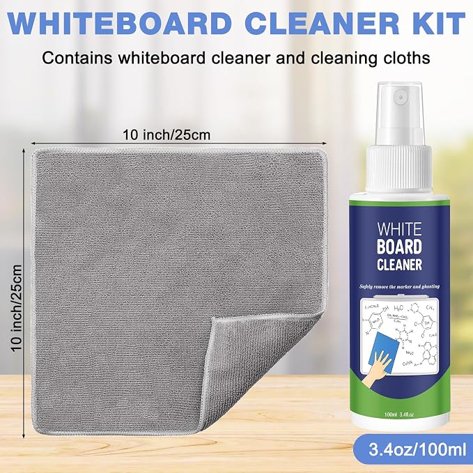 Loopeer 32 Pack Whiteboard Cleaner Spray 3. 4 oz Dry Erase Board Cleaner with Cloths Non Toxic Dry Erase Cleanning Removes Stubborn Marks from Whiteboards