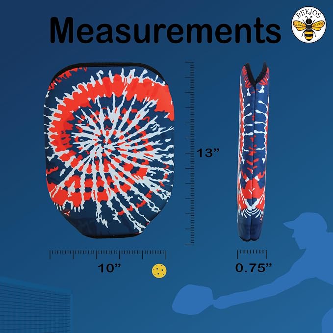 BeeJos Spirl Tie-Dye: Premium Slip-On Pickleball Paddle Cover-Fits Standard Size Paddles-Zipperless (Paddle not Included) Handmade in USA