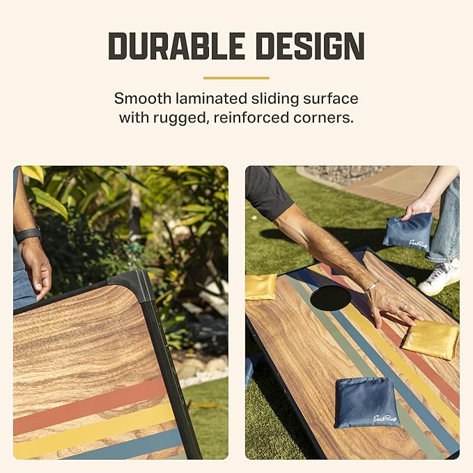 EastPoint 2'x3' Cornhole Board Set - 8 Bean Bags, Engineered Wood, Sunset - Lightweight Portable Design for Yard Games - 12 Oz Bean Bags for Toss Game - Durable MDF Boards for Backyard Games