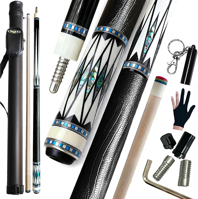 Tai ba cues Pool cue Stick + Hard Case, Multi-Weight System, Multilayer Leather Tip -12.5/11.5mm, 58", Hardwood Canadian Maple Professional Billiard Cue Stick