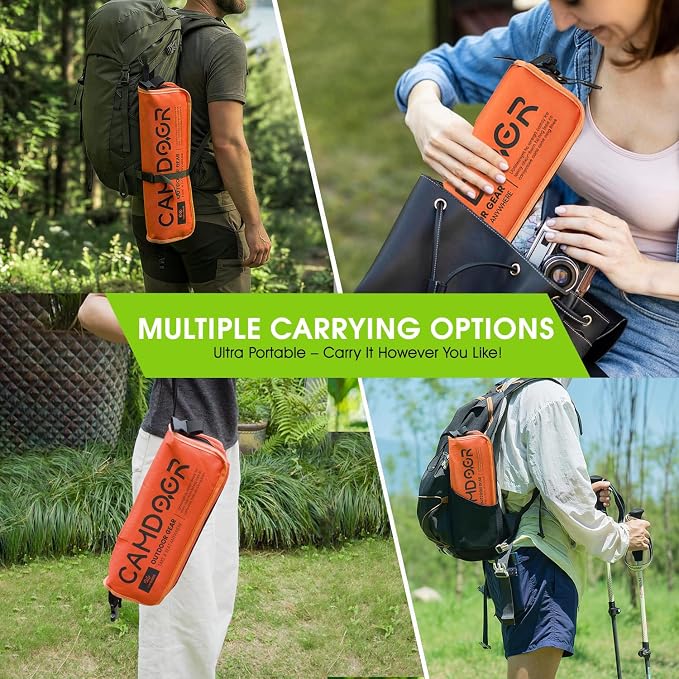 CAMDOOR Portable Collapsible Stool, 16″Folding Stool with 3 Side Pockets and Shoulder Strap, Extra Large Camping Chair Supports 400 lbs, Ultralight Portable Seat for Outdoor, Hiking, Fishing