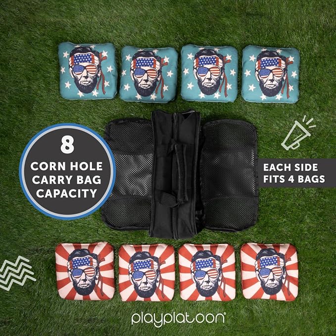 Play Platoon Cornhole Bag Carrying Bag, with 4 Separation Pouches, Black