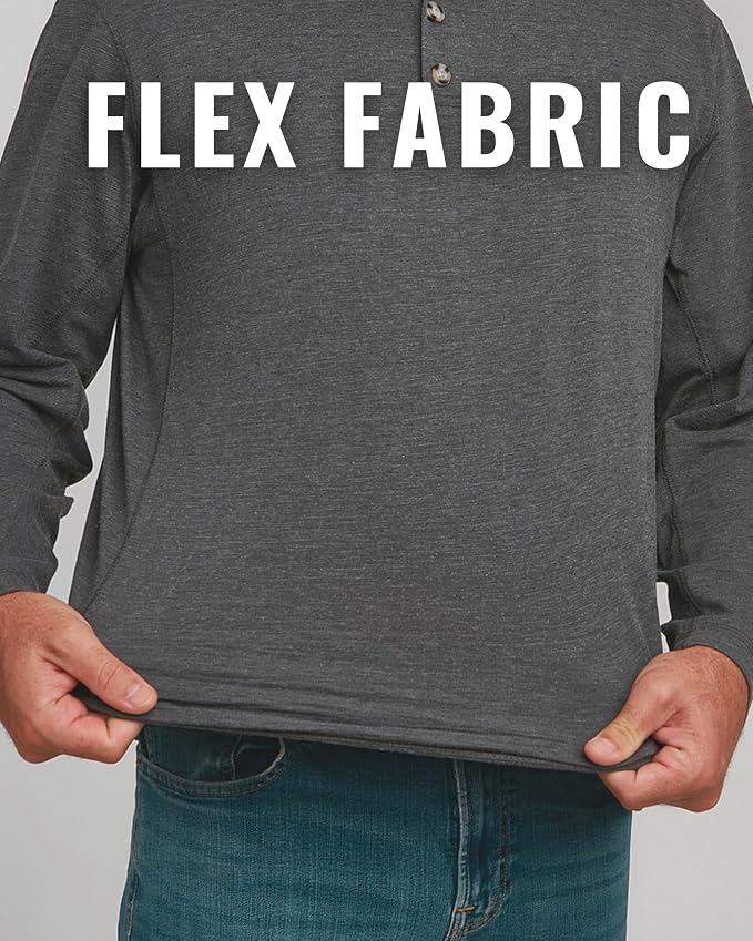 Venado Henley Long Sleeve Shirts for Men - Mens Henley with Flex Material