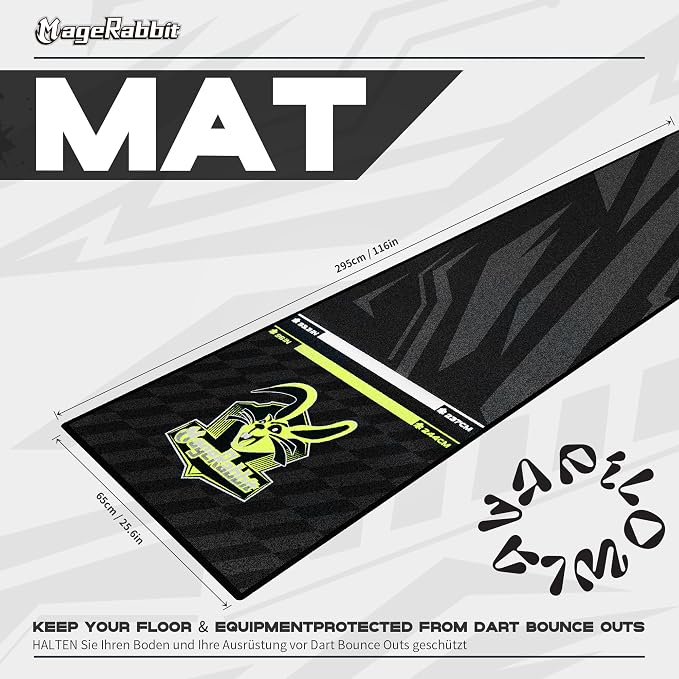 Darts Mat, 297x66cm, with Oche Lines, Professional Non Slip Carpet, Protection for Floor and Dart Tip (MageRabbit)