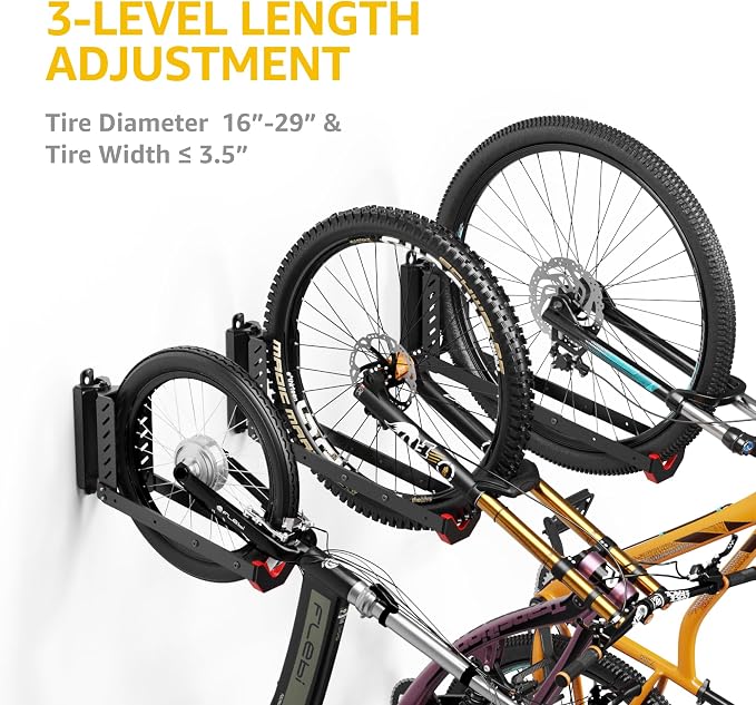 monTEK Swivel Bike Wall Mount - No Heavy Lifting Required, Space-Saving Bike Rack for Garage, Holds Up to 77 lbs