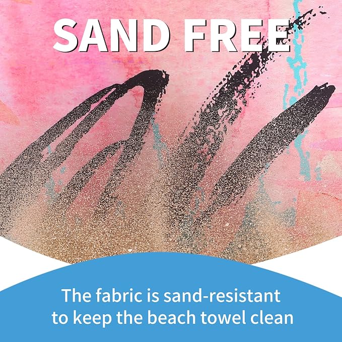 2 Pack Lightweight Thin Beach Towel Oversized 71"x32" Big Extra Large Microfiber Sand Free Towels for Adult Quick Dry Travel Camping Beach Accessories Vacation Essential Gift Black Mandala Pink Leaf