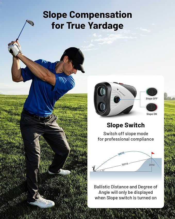 Golvia 30 Golf Range Finder 1200 Yards, 7X Magnification, Rangefinder with Slope On/Off, Flag Lock Vibration, Range Finder Golf Magnetic, USB-C Rechargeable