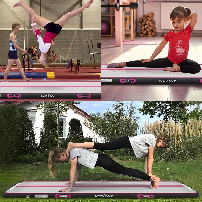 VOFiTNY Inflatable Gymnastics Air mat Tumbling Track with Air Barrel Octagon Mat with Pump for Home/Gym