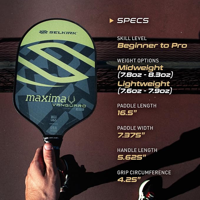 Selkirk Sport Vanguard Hybrid Pickleball Paddle | Carbon Fiber Pickleball Paddle with a Polypropylene X5 Core | Pickleball Rackets