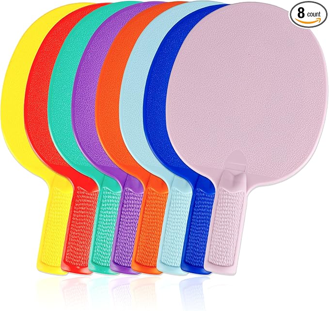 8 Pcs Plastic Table Tennis Paddles Unbreakable Ping Pong Paddles Rackets Portable Plastic Textured Table Tennis Training Toys for Beginner Kids Adult Camp Outdoor Equipment