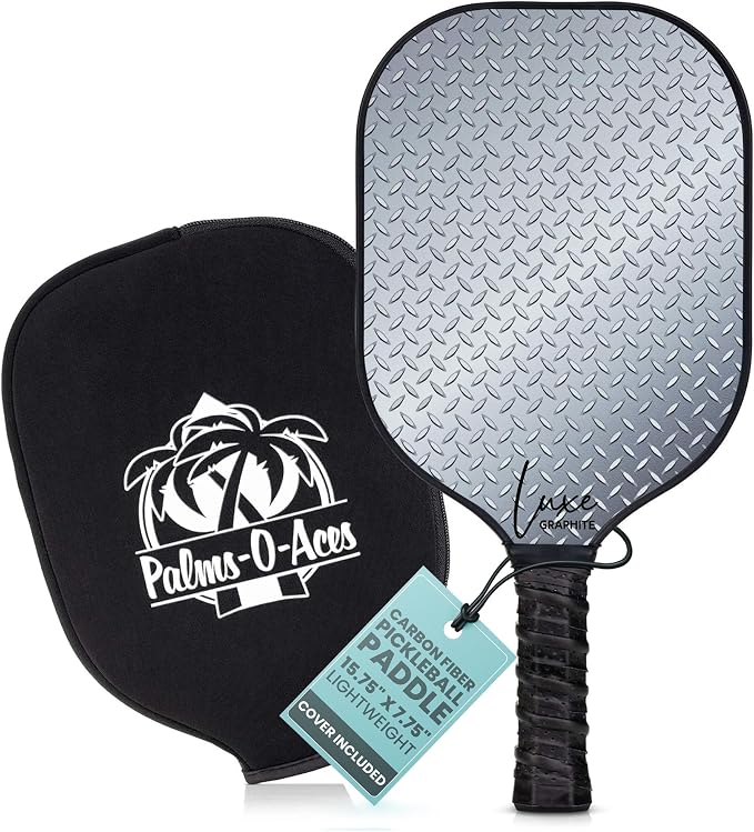 Palms-O-Aces Carbon Fiber Pickleball Paddle – USAPA Approved 16mm T700 Graphite Paddle with Textured Spin Surface | Lightweight Carbon Fiber Pickleball Paddles & Racket | Includes Paddle Cover