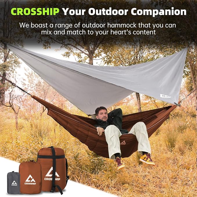 Hammock Underquilt for Camping - Full Length Orange Lightweight Warm Quilt for 3-4 Seasons (41-68°F) - Soft & Durable for Hiking, Backpacking, Beach, Travel - Holds Up to 500lbs