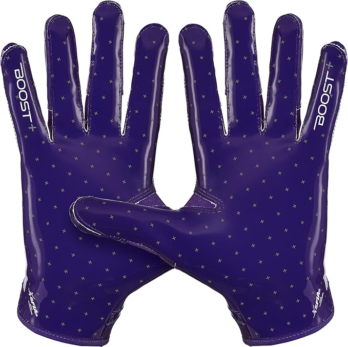 Grip Boost Football Gloves - Solid Stealth 6.0 Boost Plus Sticky Technology - Adult and Youth Football Gloves for Wide Receiver - Men's and Boys Sizes