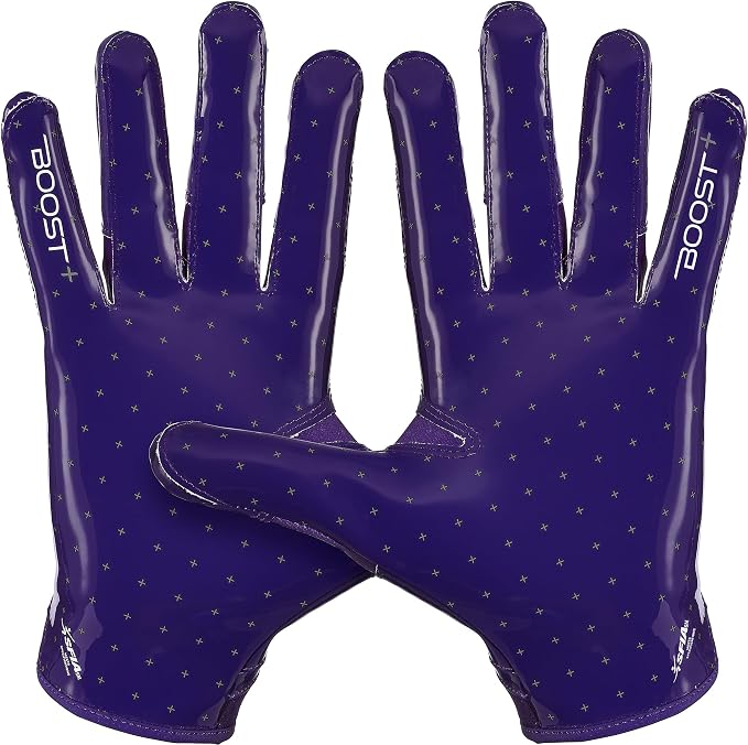 Grip Boost Football Gloves - Solid Stealth 6.0 Boost Plus Sticky Technology - Adult and Youth Football Gloves for Wide Receiver - Men's and Boys Sizes