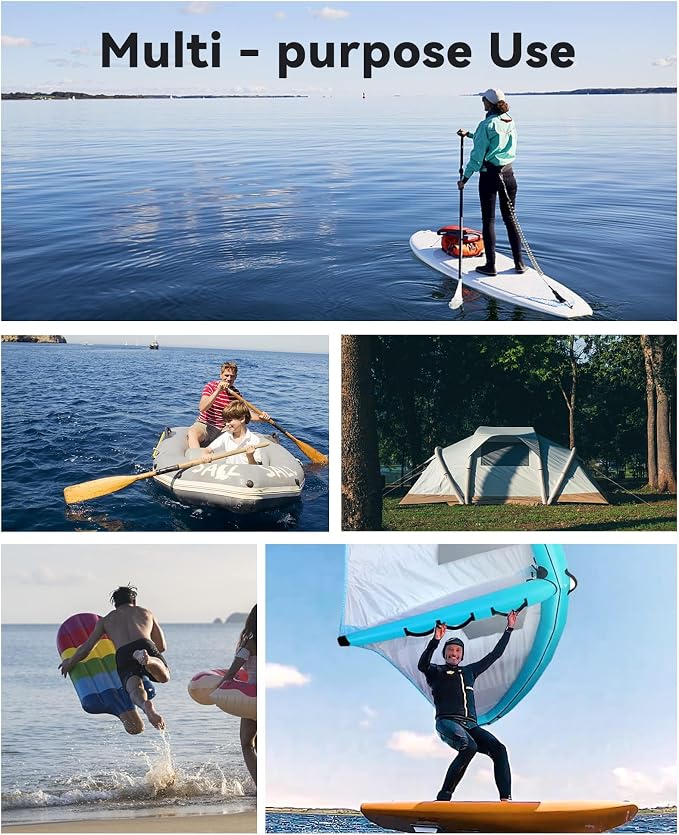dwndpump Paddle Board Pump Electric Portable, Rechargeable 20 PSI High Pressure, Dual-Stage Inflation, Auto-Off & 12V DC, for Kayaks, Mattress, Kite Wings, Tents